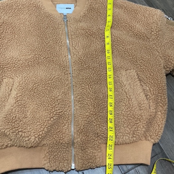 Fashion Nova Catch Me In The Cold Fuzzy Bomber Jacket - Mocha - Picture 11 of 11